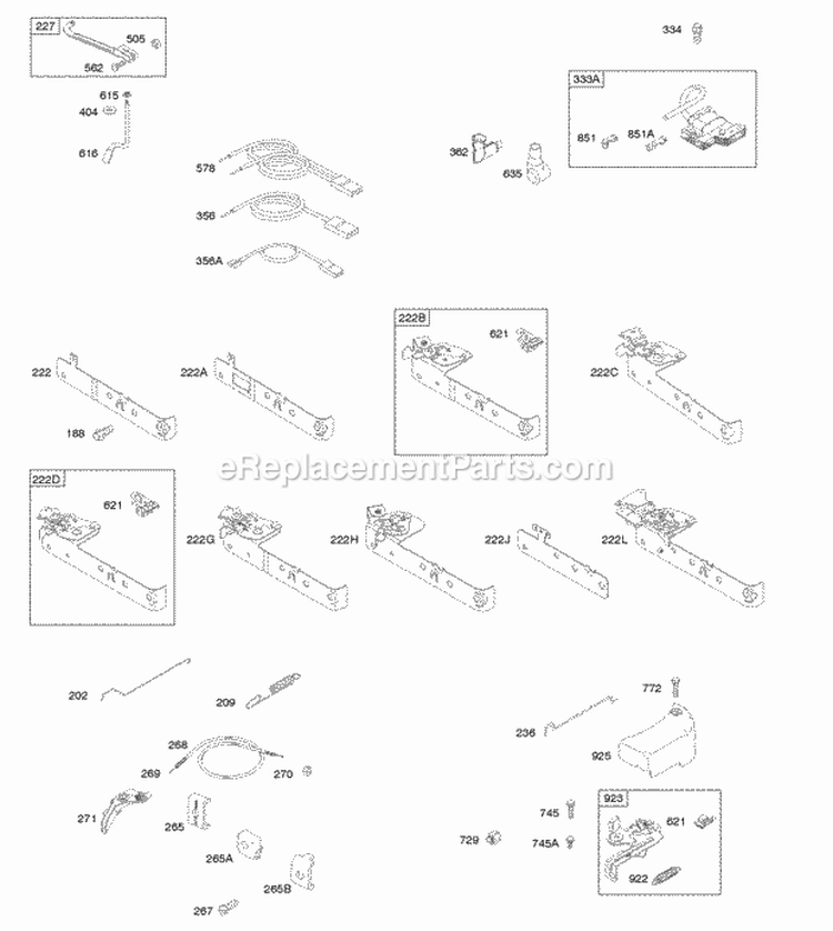 Brake Controls Governor Spring Ignition Diagram and Parts List for 10T802-0206-H1  Briggs and Stratton Engine